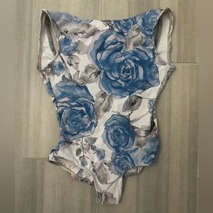 Floral Blue and Gray Women’s Lucky Leotard Size L